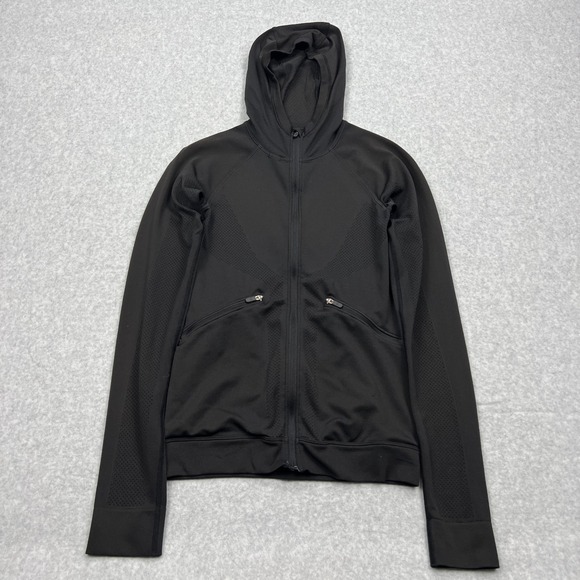 lululemon athletica Tops - Lululemon Ventilate Jacket Women's 4 Black Full Zip Hooded Slim Stretch W4APXS